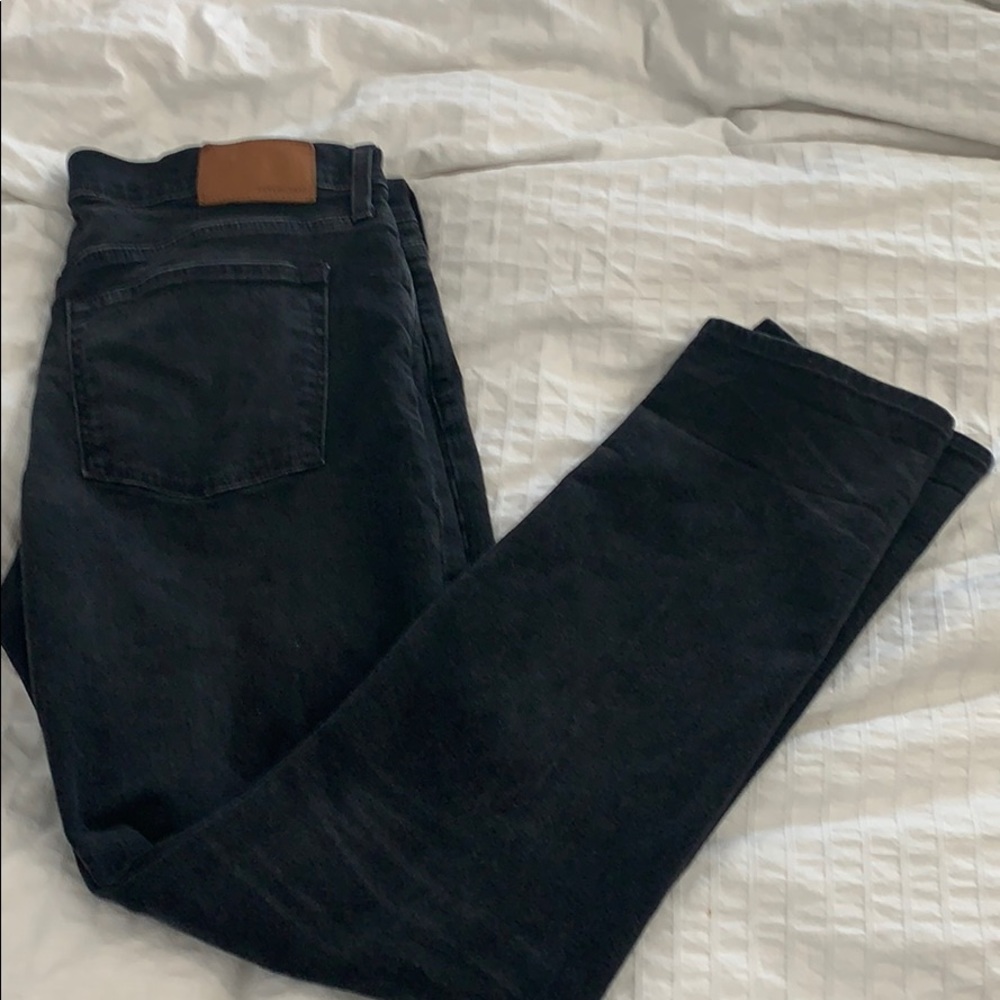 J. Crew 770 straight stretch denim in faded black.